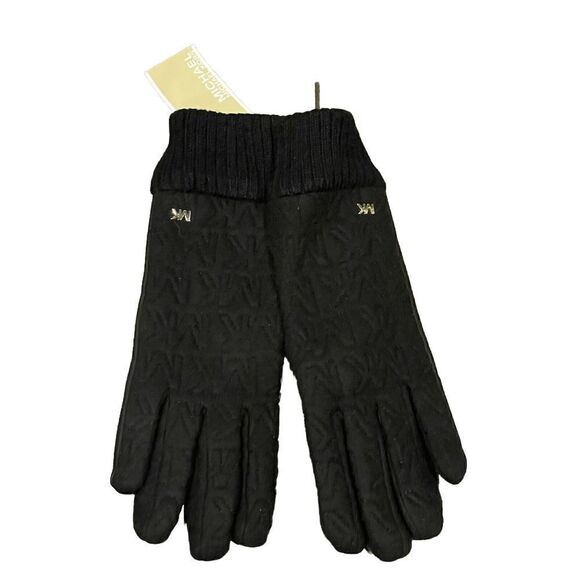 Michael Kors Womens Quilted Logo Gloves Medium Black - Picture 1 of 7